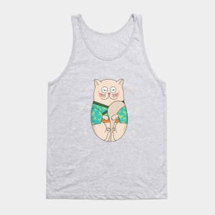 cute Japanese cat front Tank Top